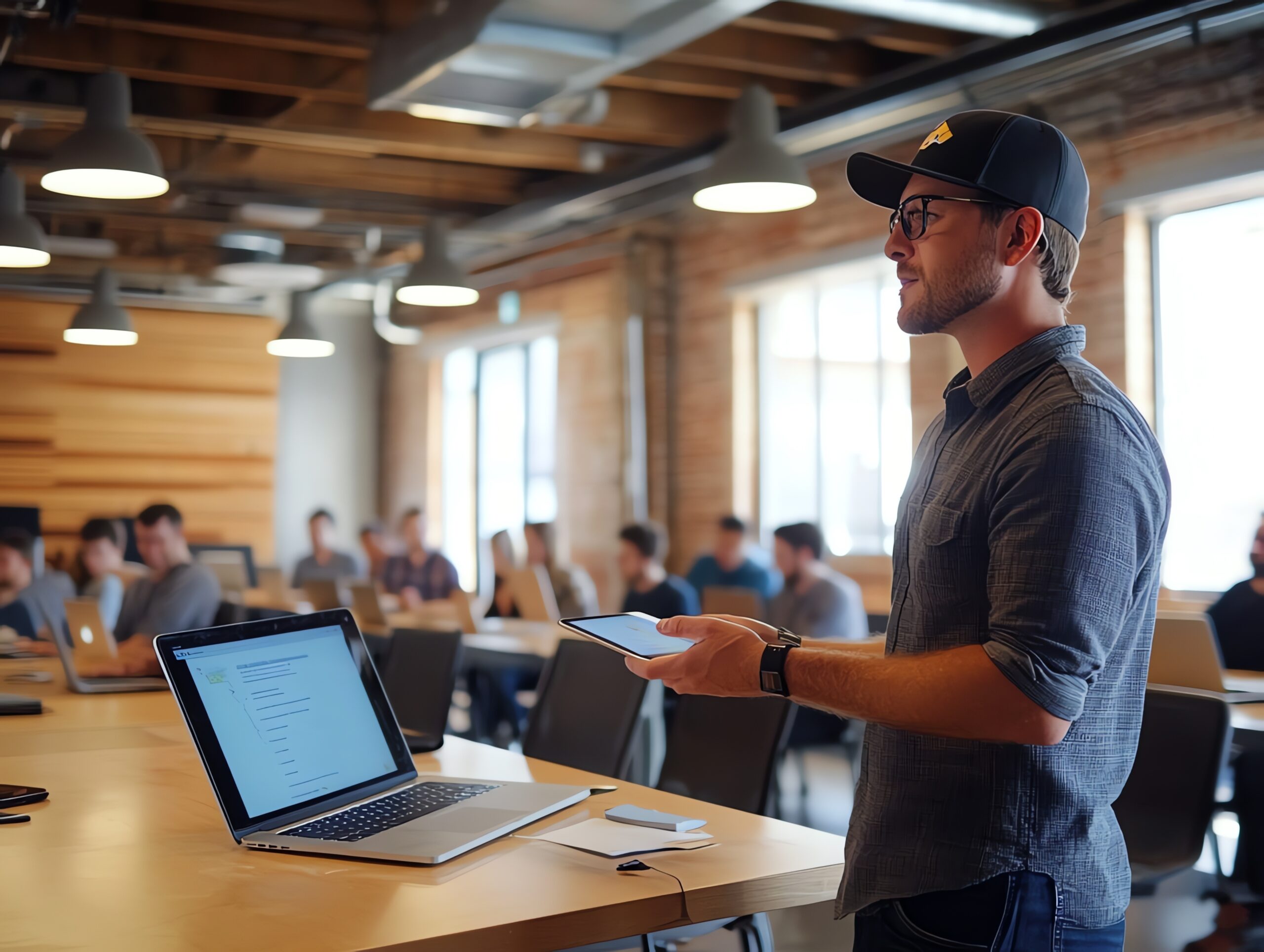 it professional presenting to colleagues in office cyber security