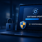 Illustration of a Windows app updater forcing elevation, showing why updaters pull IT teams back to local admin.